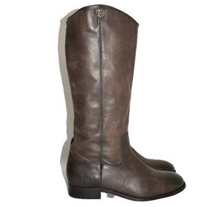 $400 FRYE Melissa Button 2 SMOKE LEATHER CLASSIC RIDING TALL BOOTS 10 (MG30)